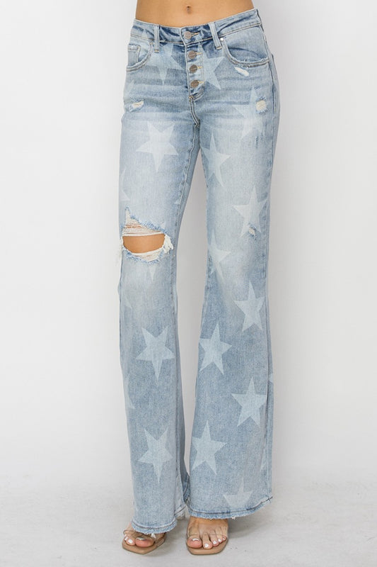 Shine Bright Star Flare Jeans - Cheeky Chic Boutique