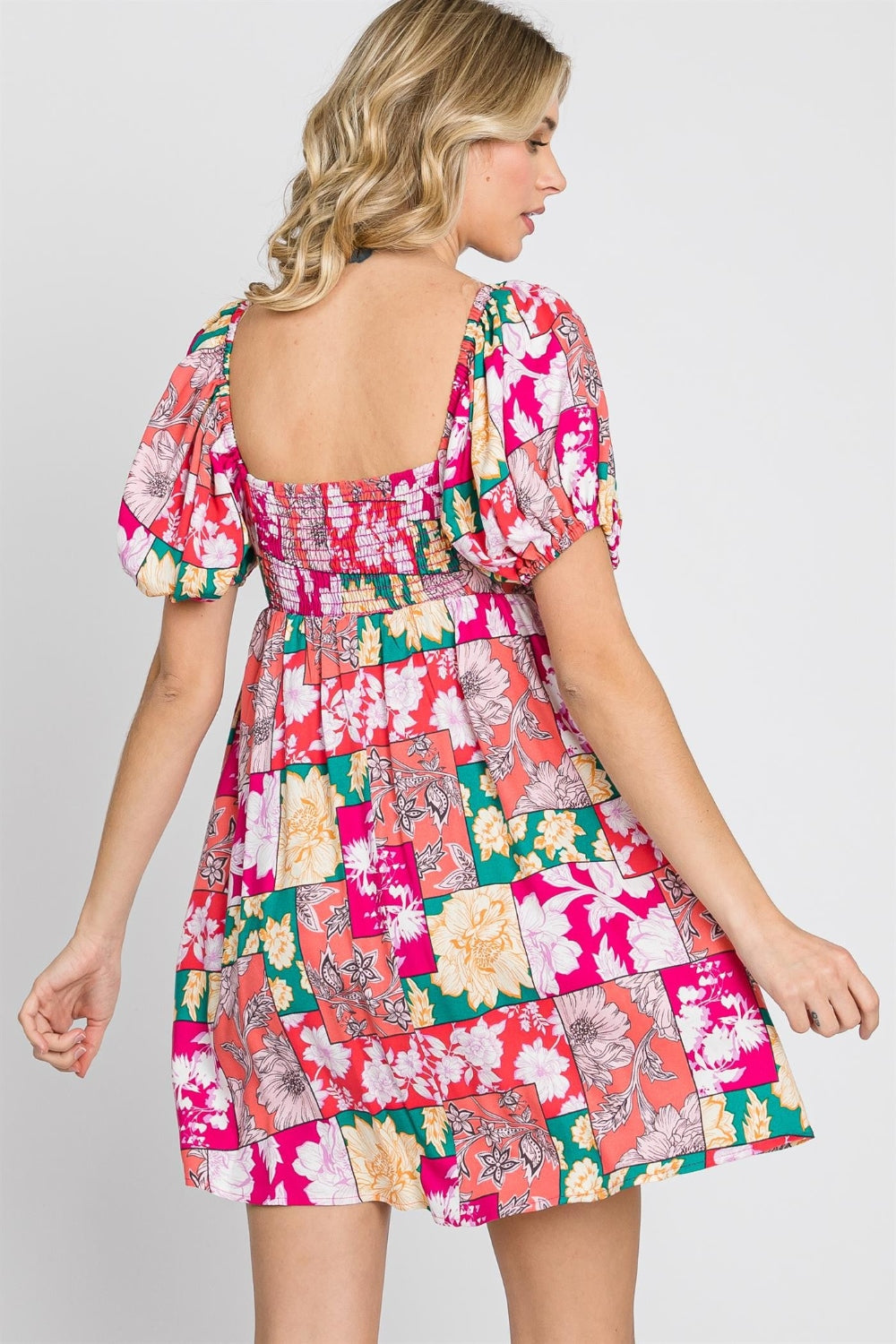 Quilted Floral Mini Dress - Cheeky Chic Boutique
