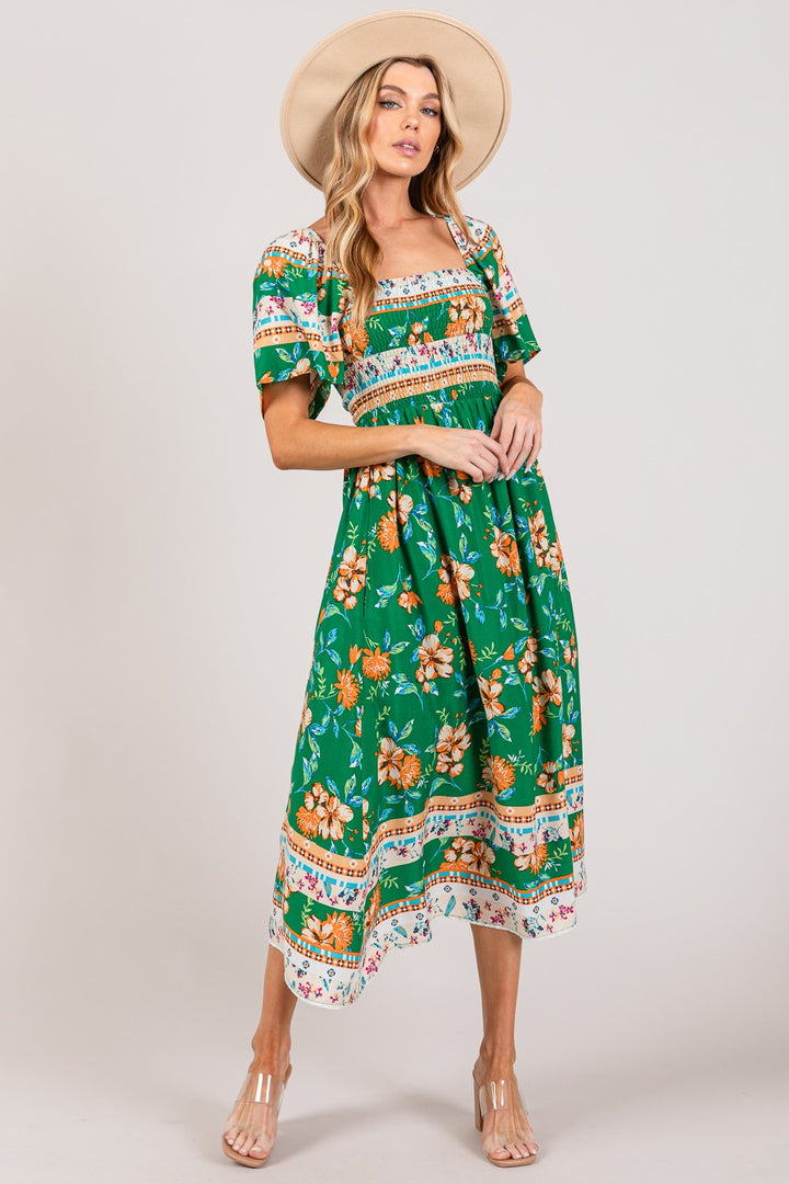 Summer Abroad Floral Midi Dress - Cheeky Chic Boutique