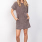 VERY J Washed Round Neck Tee Mini Dress - Cheeky Chic Boutique