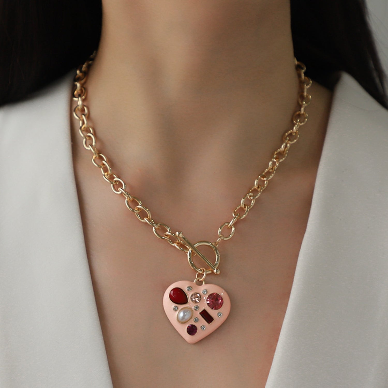 Heart Pendant Alloy Necklace - Cheeky Chic Boutique