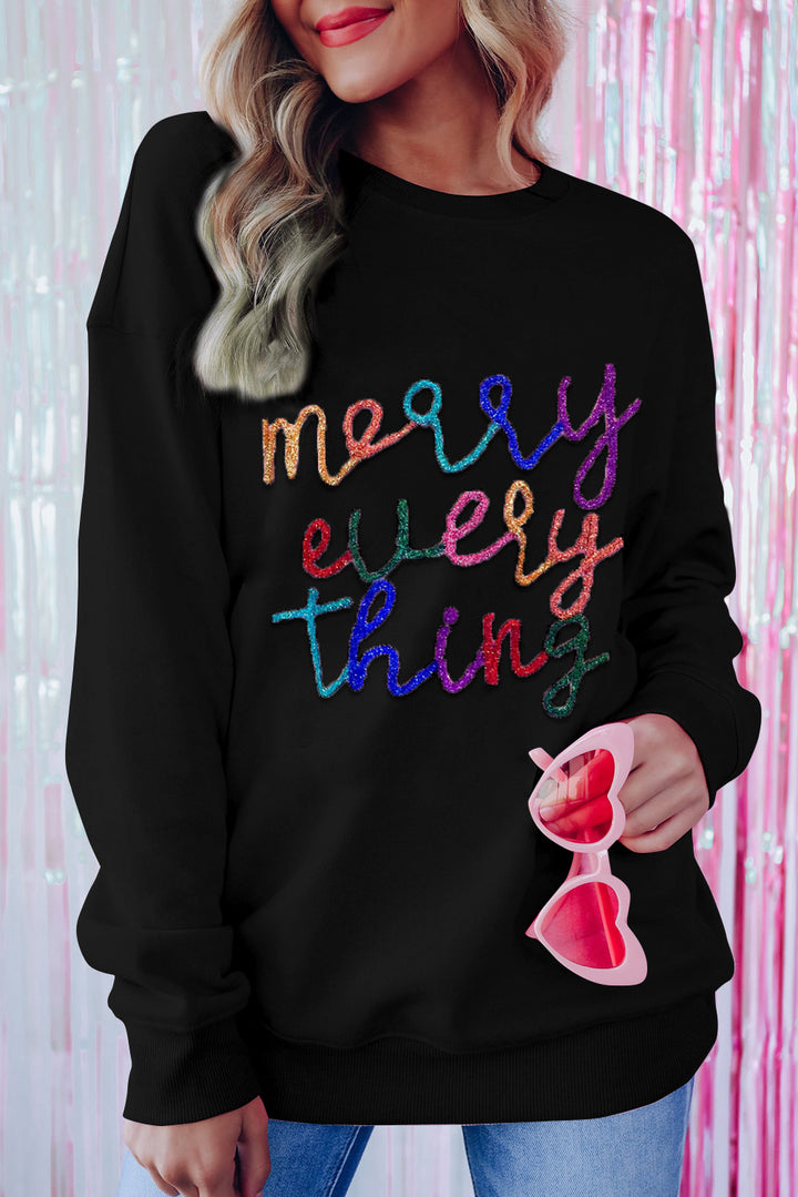 Merry Everything Colorful Graphic Sweatshirt - Cheeky Chic Boutique