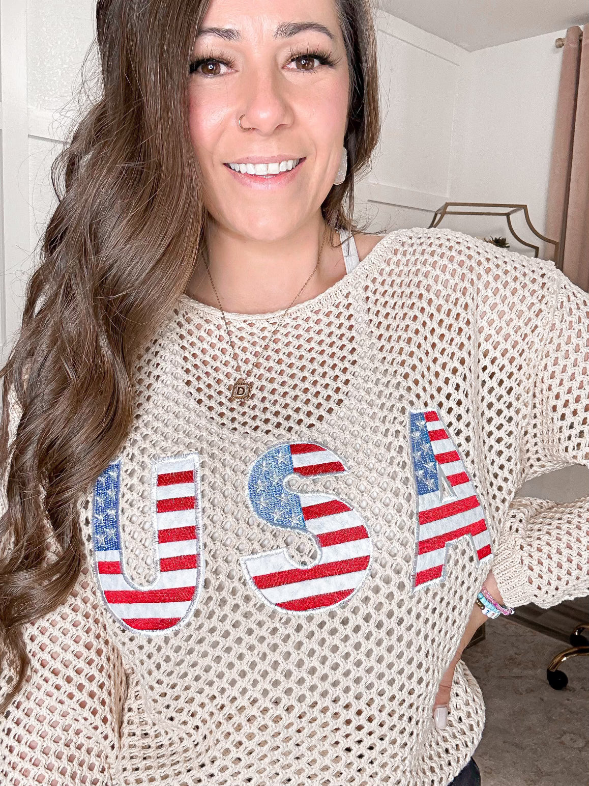 USA Embroidered Knit Top