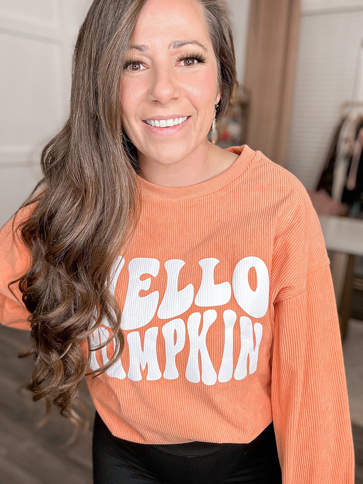 Hello Pumpkin Graphic Sweatshirt - Cheeky Chic Boutique