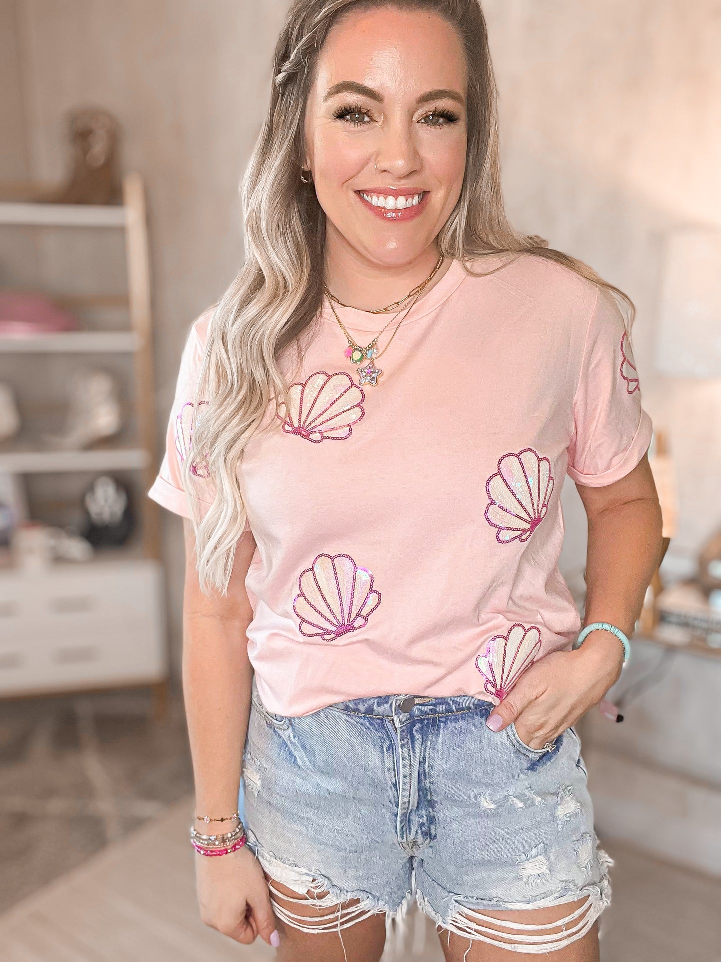 She Sells Seashells Sequin Tee - Cheeky Chic Boutique