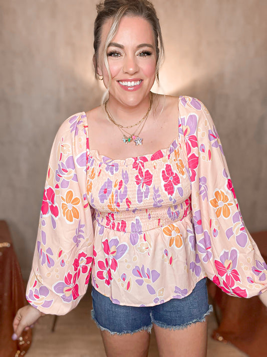 Wish You Happiness Floral Blouse - Cheeky Chic Boutique