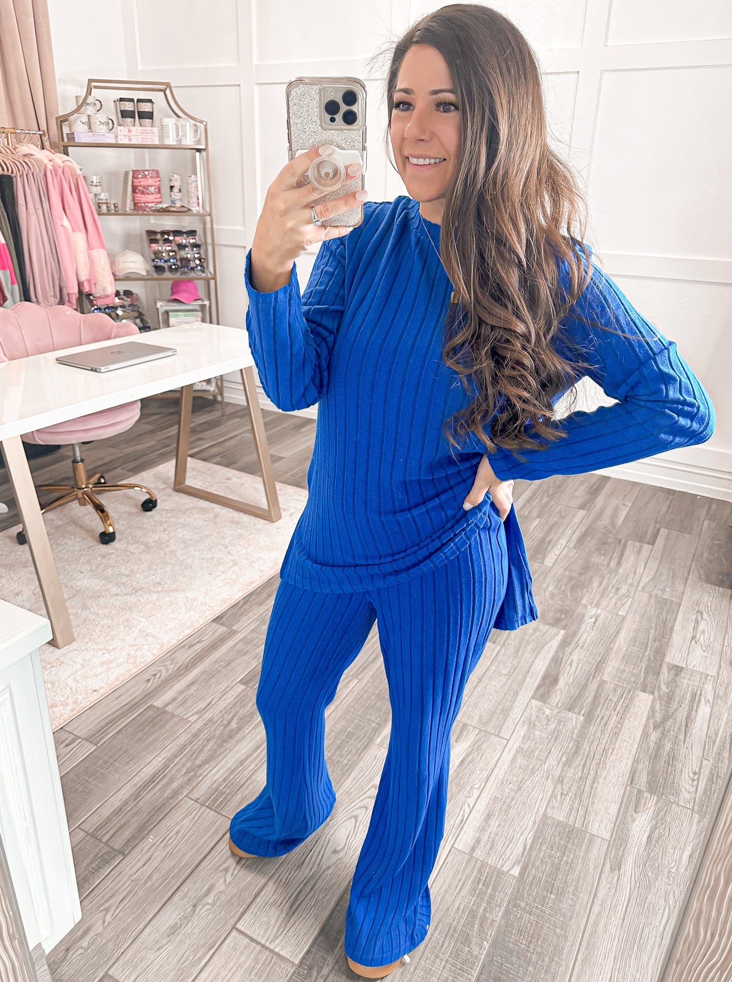 Classic Coziness Ribbed Top and Pants Lounge Set - Cheeky Chic Boutique