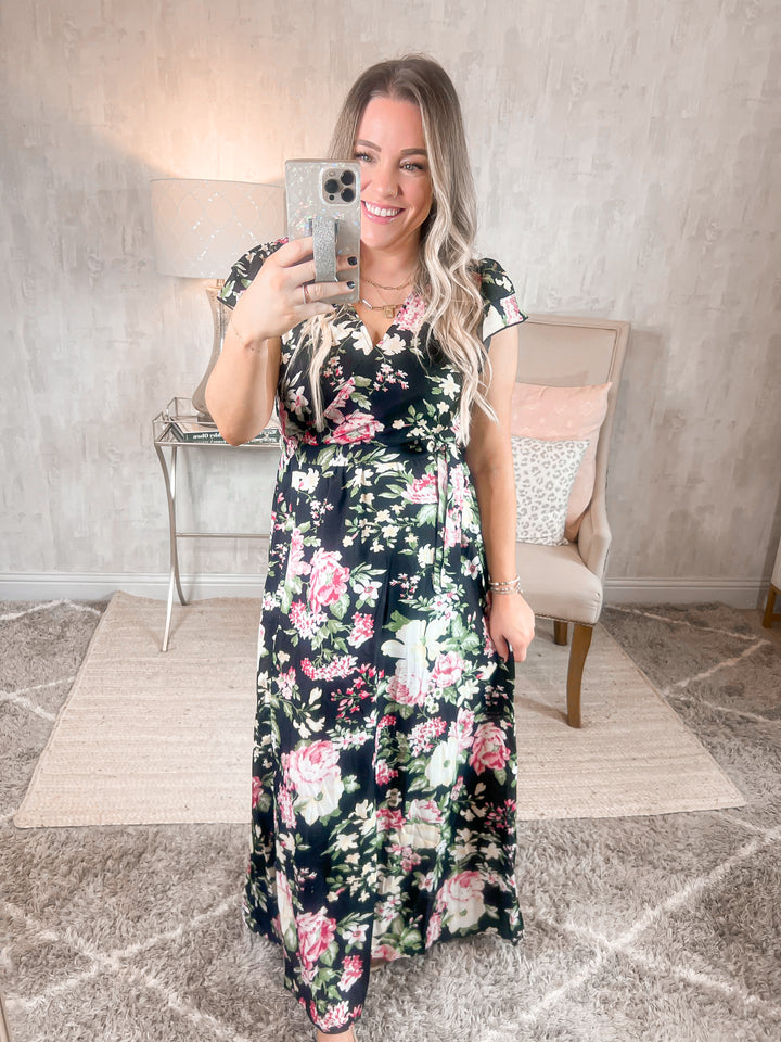 Spring Getaway Floral Maxi Split Dress - Cheeky Chic Boutique