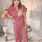 Flowers and Fireworks Printed Tie Back Ruffled Jumpsuit - Cheeky Chic Boutique
