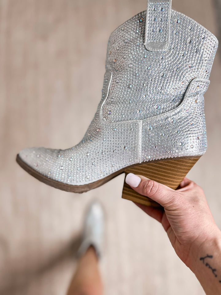 Have it All Silver Rhinestone Booties - Cheeky Chic Boutique