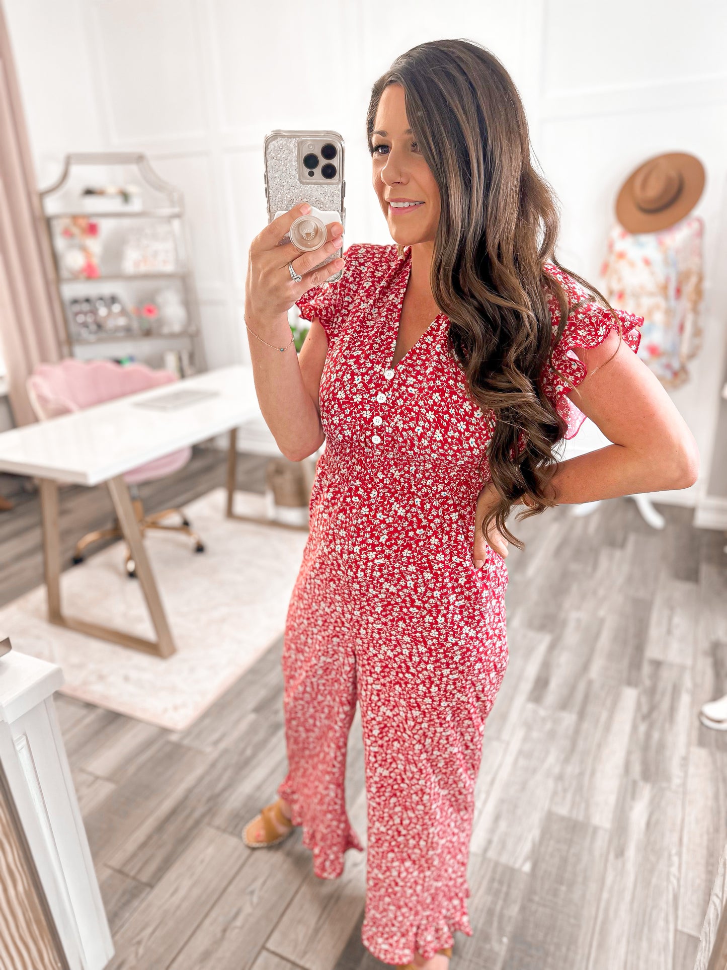 Flowers & Fireworks Ruffled Jumpsuit - Cheeky Chic Boutique