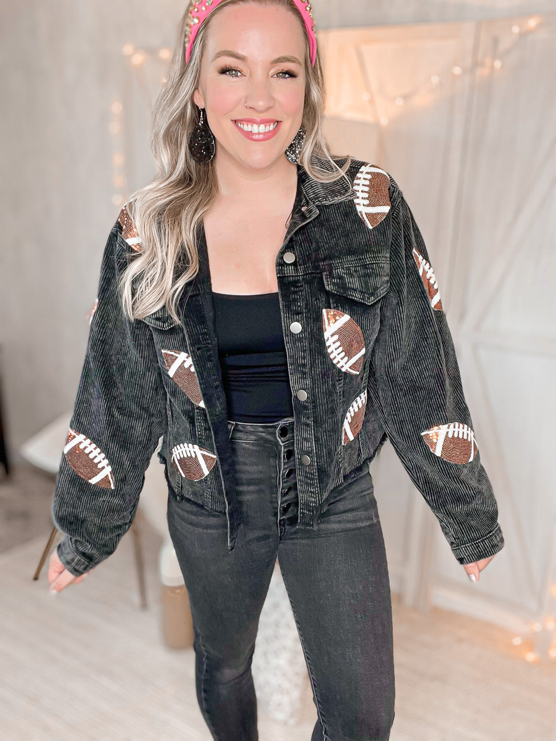 Gameday Football Patch Shacket - Cheeky Chic Boutique