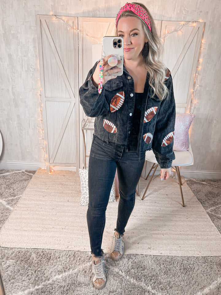 Gameday Football Patch Shacket - Cheeky Chic Boutique