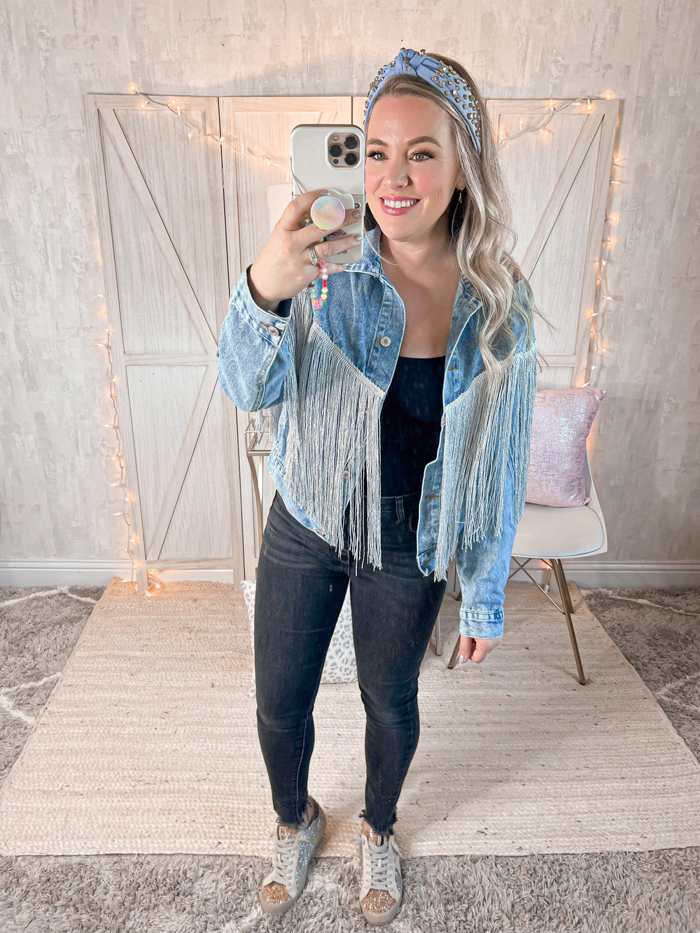 On Tour Fringe Denim Jacket - Cheeky Chic Boutique
