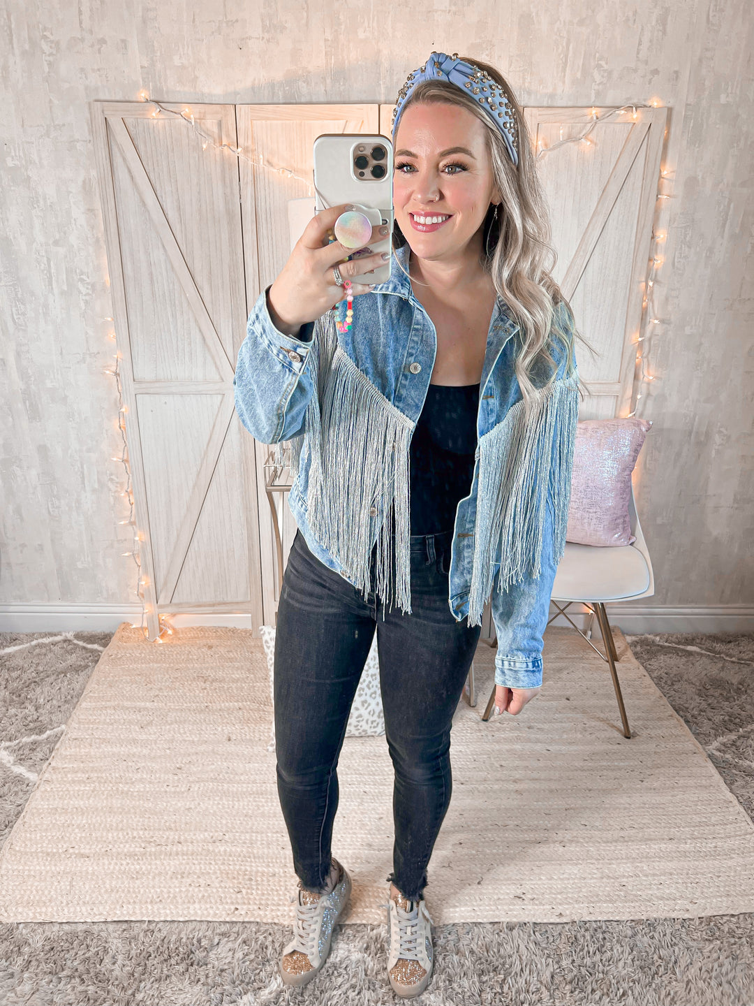 On Tour Fringe Denim Jacket - Cheeky Chic Boutique