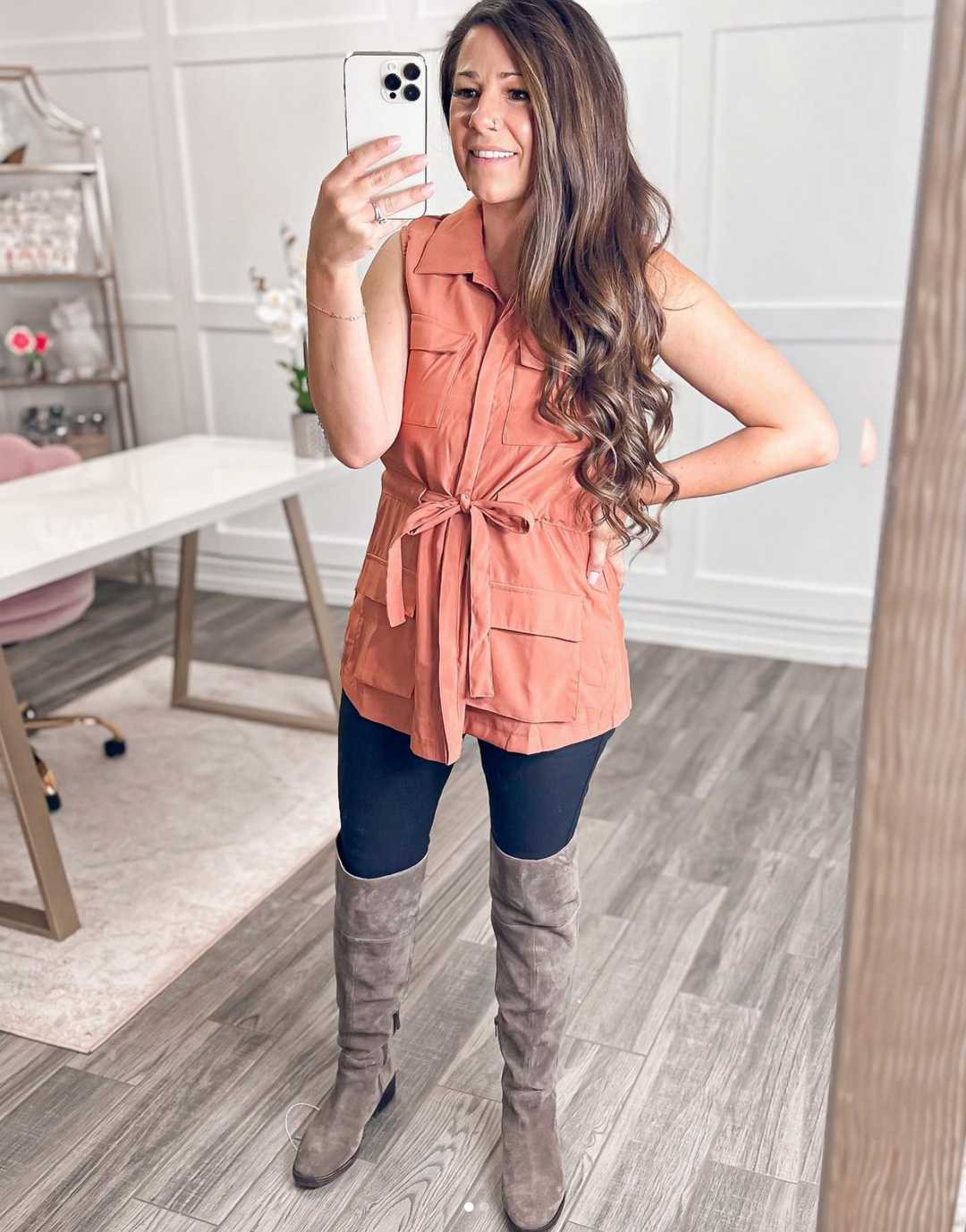 Follow The Light Brick Button Top - Cheeky Chic Boutique