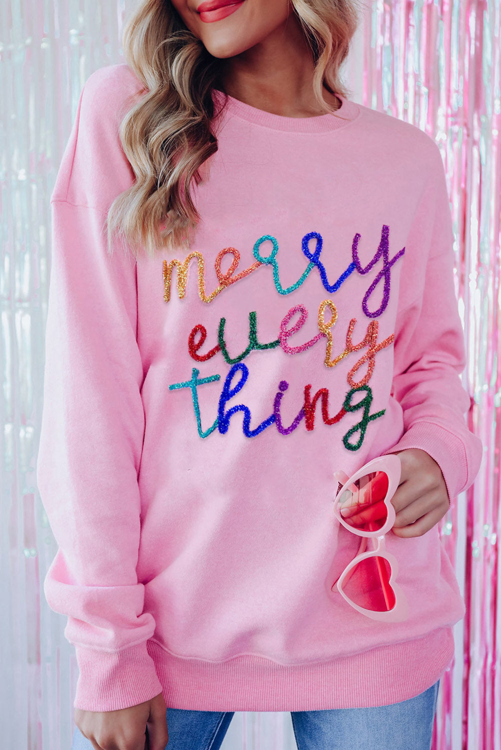Merry Everything Colorful Graphic Sweatshirt - Cheeky Chic Boutique