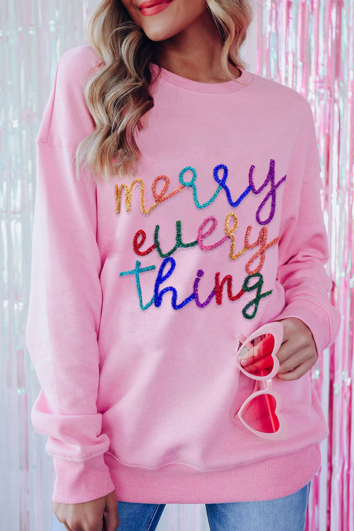 Merry Everything Colorful Graphic Sweatshirt - Cheeky Chic Boutique