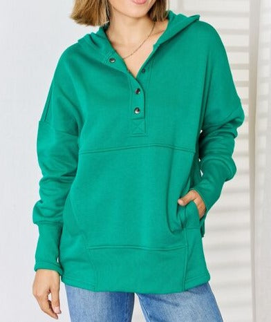 Lagoon Half Snap Hoodie - Cheeky Chic Boutique
