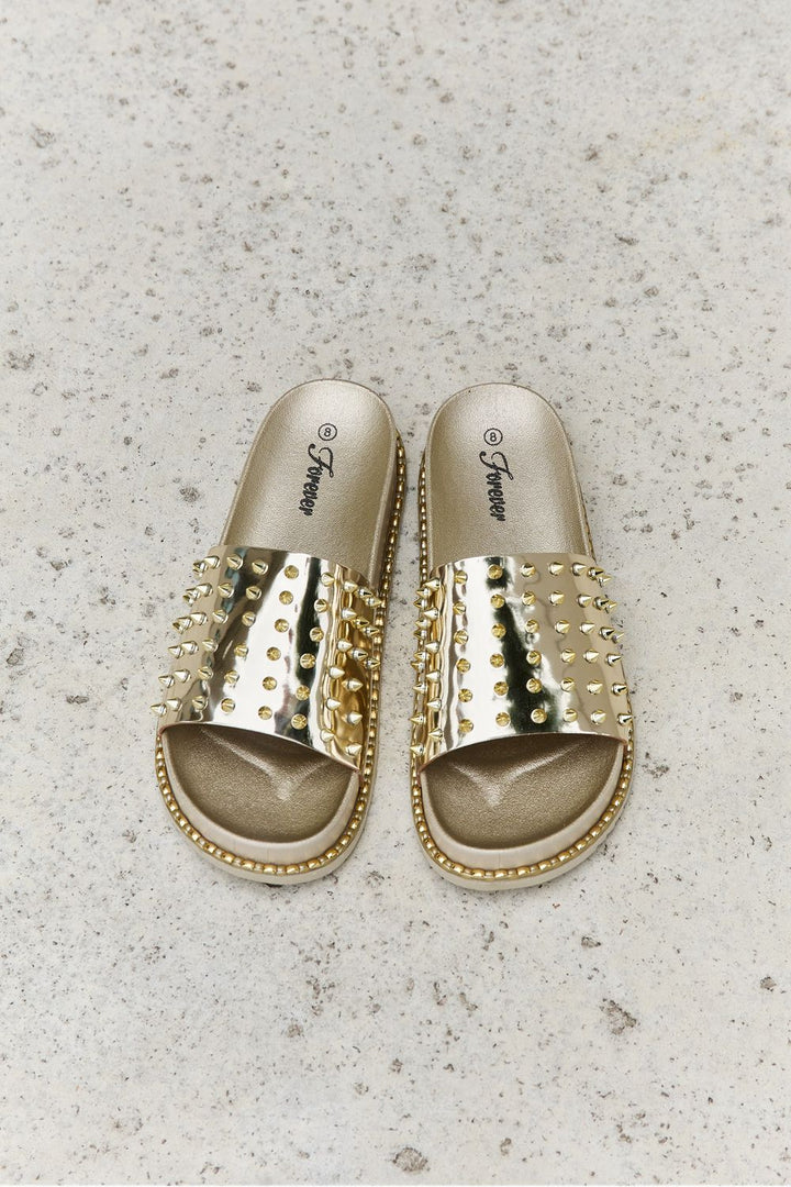 Forever Link Studded Double Strap Platform Slide Sandal - Cheeky Chic Boutique