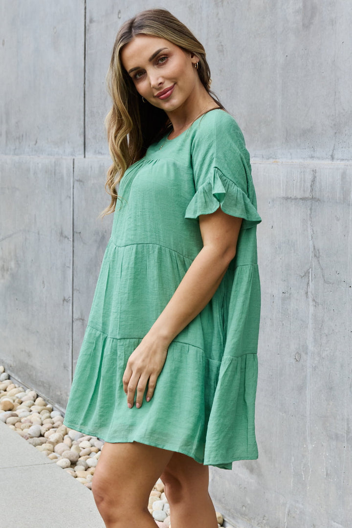 Sweet As Can Be Textured Babydoll Mini Dress - Cheeky Chic Boutique