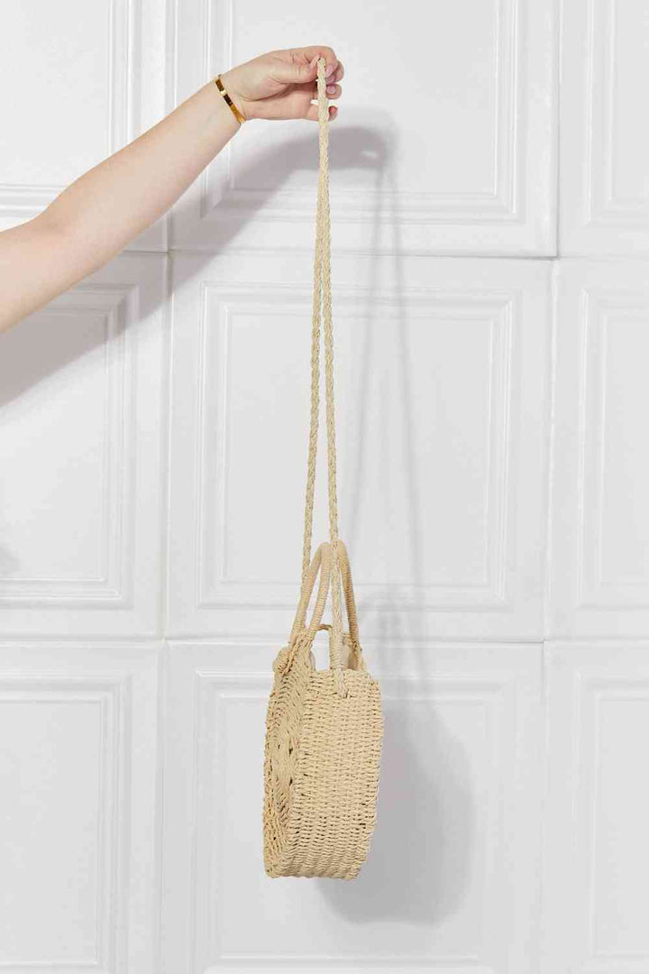 Justin Taylor Feeling Cute Rounded Rattan Handbag in Ivory - Cheeky Chic Boutique