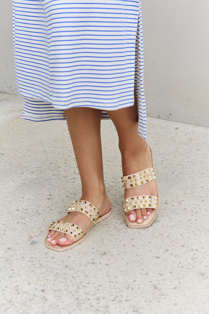 Forever Link Studded Double Strap Slide Jelly Sandal - Cheeky Chic Boutique