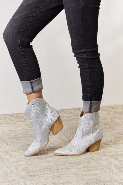 Have it All Silver Rhinestone Booties - Cheeky Chic Boutique