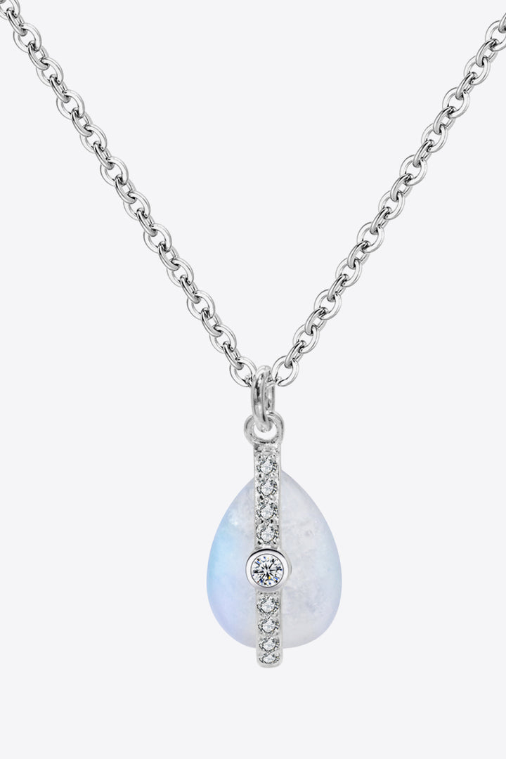 Natural Moonstone and Zircon Pendant Necklace - Cheeky Chic Boutique