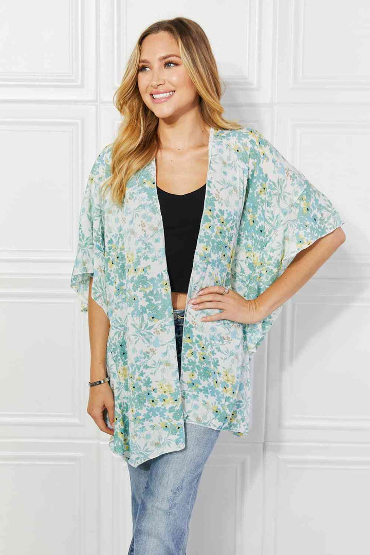 Justin Taylor Fields of Poppy Floral Kimono in Green - Cheeky Chic Boutique