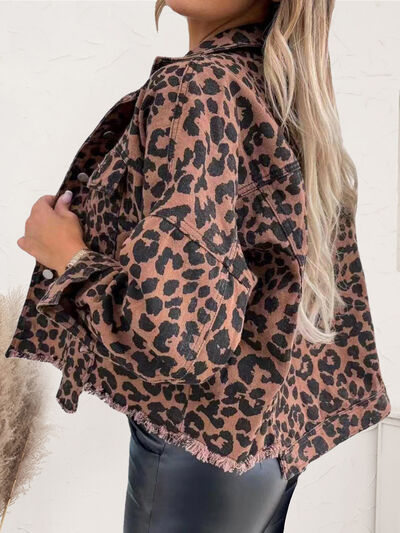 Take It or Leave It Leopard Denim Jacket - Cheeky Chic Boutique