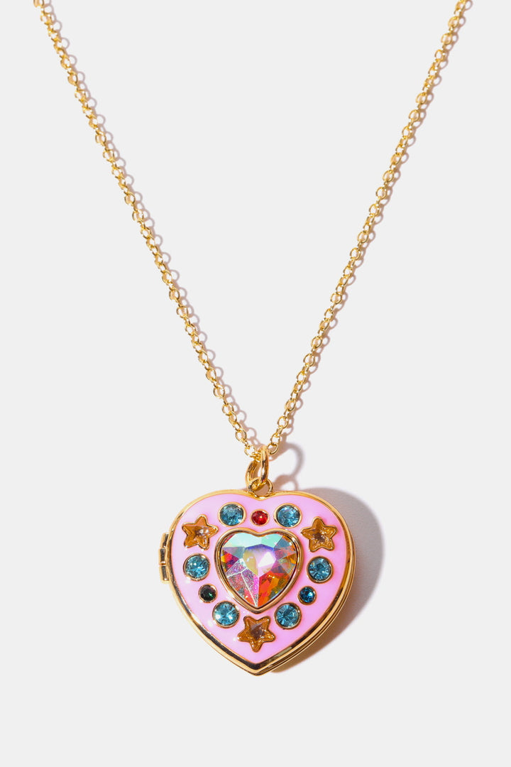 Love in a Locket Rhinestone Necklace - Cheeky Chic Boutique