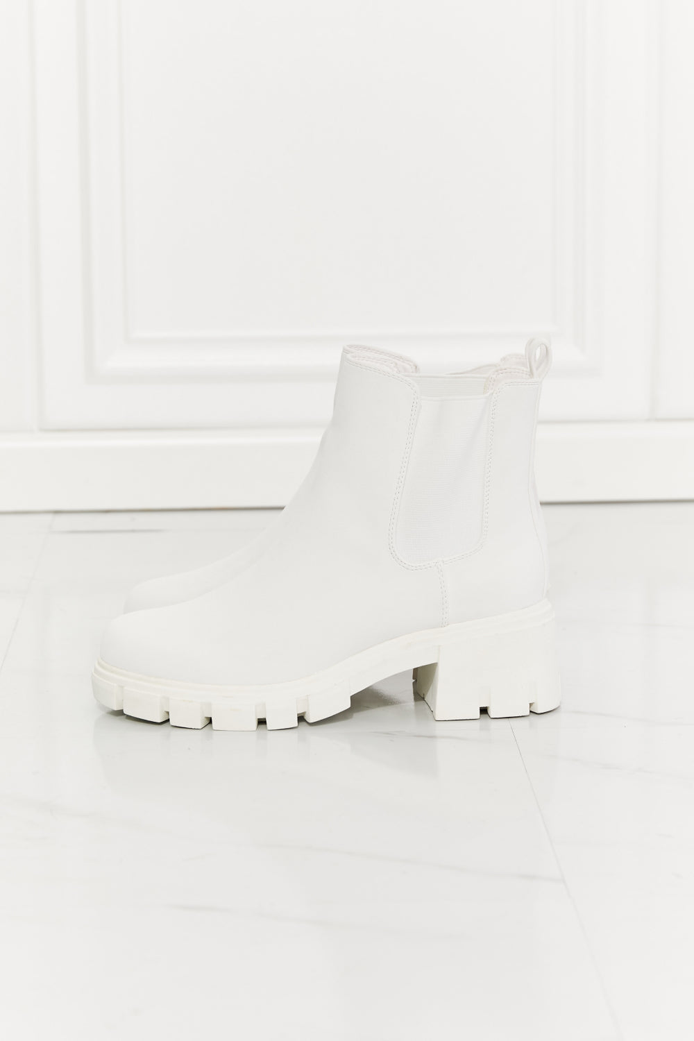 MMShoes Work For It Matte Lug Sole Chelsea Boots in White - Cheeky Chic Boutique