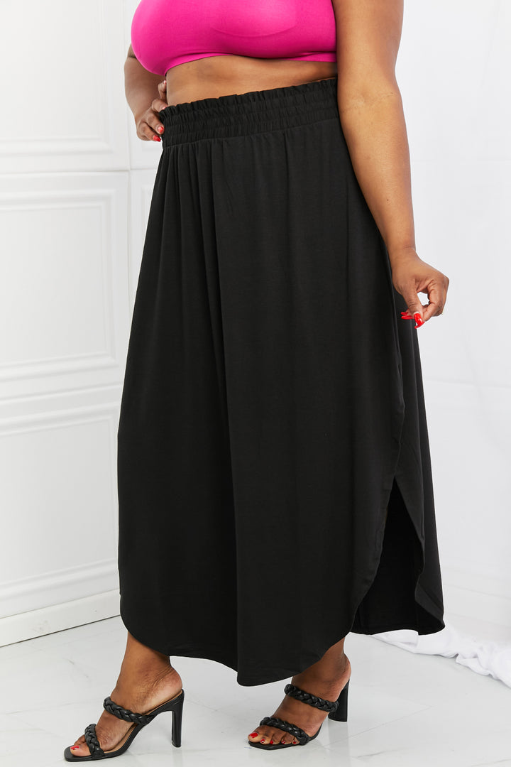 Zenana It's My Time Full Size Side Scoop Scrunch Skirt in Black - Cheeky Chic Boutique