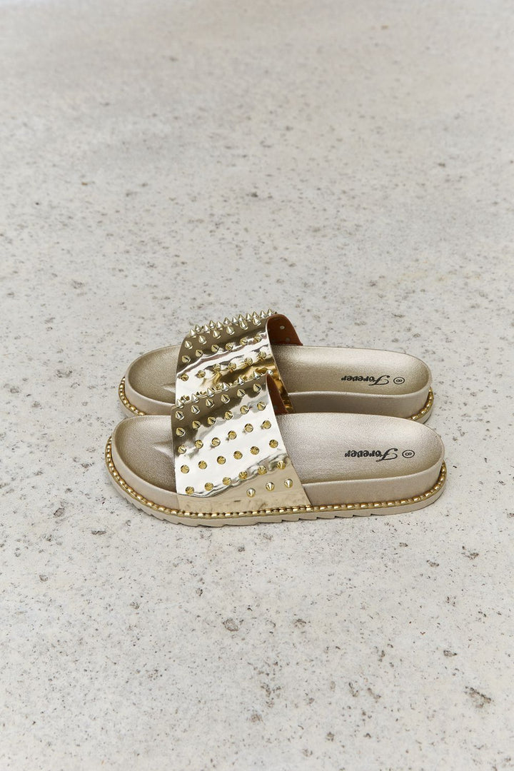 Forever Link Studded Double Strap Platform Slide Sandal - Cheeky Chic Boutique