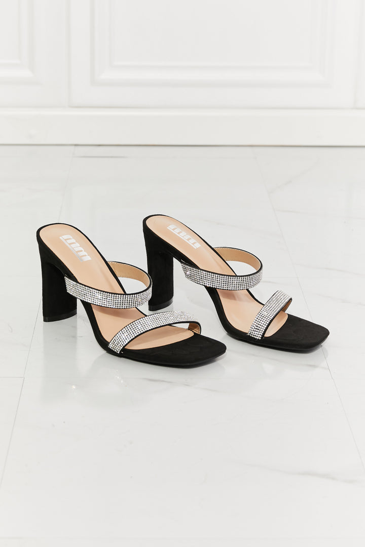 MMShoes Leave A Little Sparkle Rhinestone Block Heel Sandal in Black - Cheeky Chic Boutique