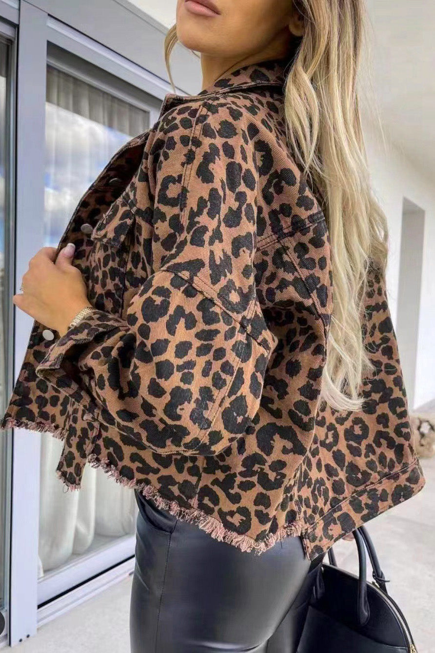 Hometown Leopard Denim Jacket - Cheeky Chic Boutique