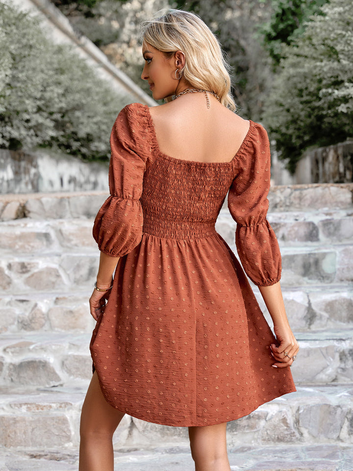 Swiss Dot Smocked Scoop Neck Dress - Cheeky Chic Boutique