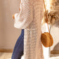 Dropped Shoulder Long Sleeve Crochet Duster Cardigan - Cheeky Chic Boutique