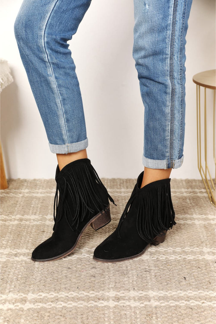 Midnight Cowboy Fringe Ankle Boots - Cheeky Chic Boutique