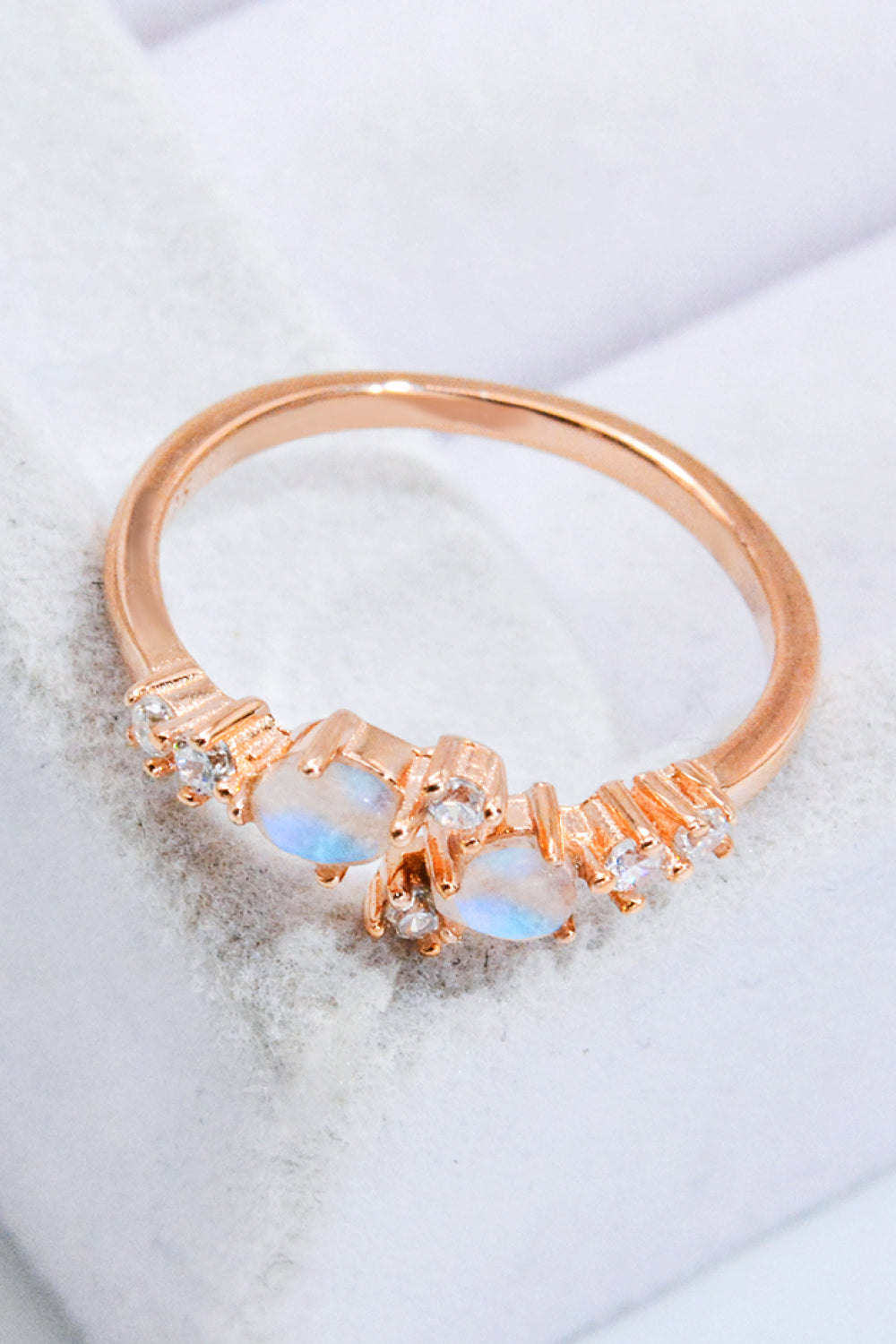 Natural Moonstone and Zircon Open Ring - Cheeky Chic Boutique