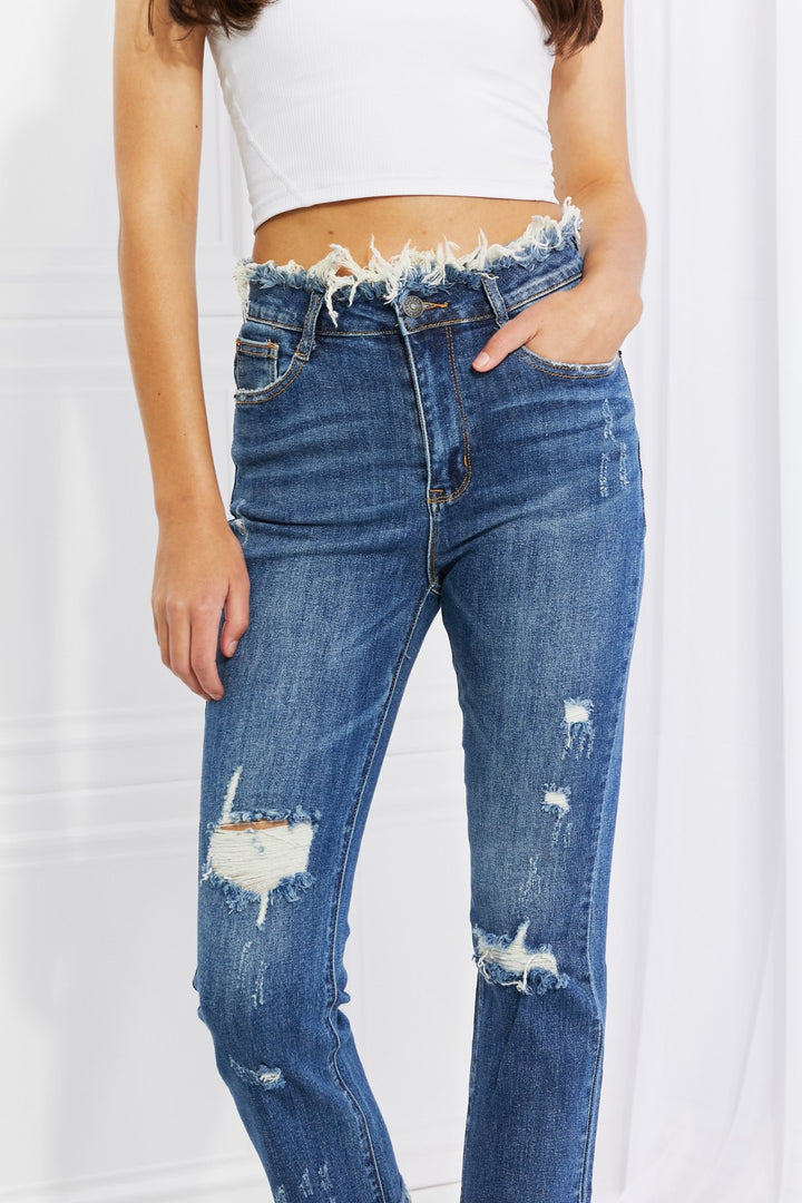 RISEN Full Size Undone Chic Straight Leg Jeans - Cheeky Chic Boutique