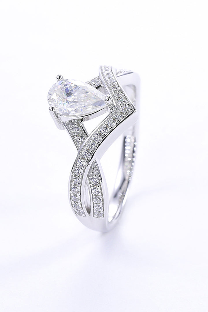 1 Carat Moissanite Teardrop 925 Sterling Silver Ring - Cheeky Chic Boutique