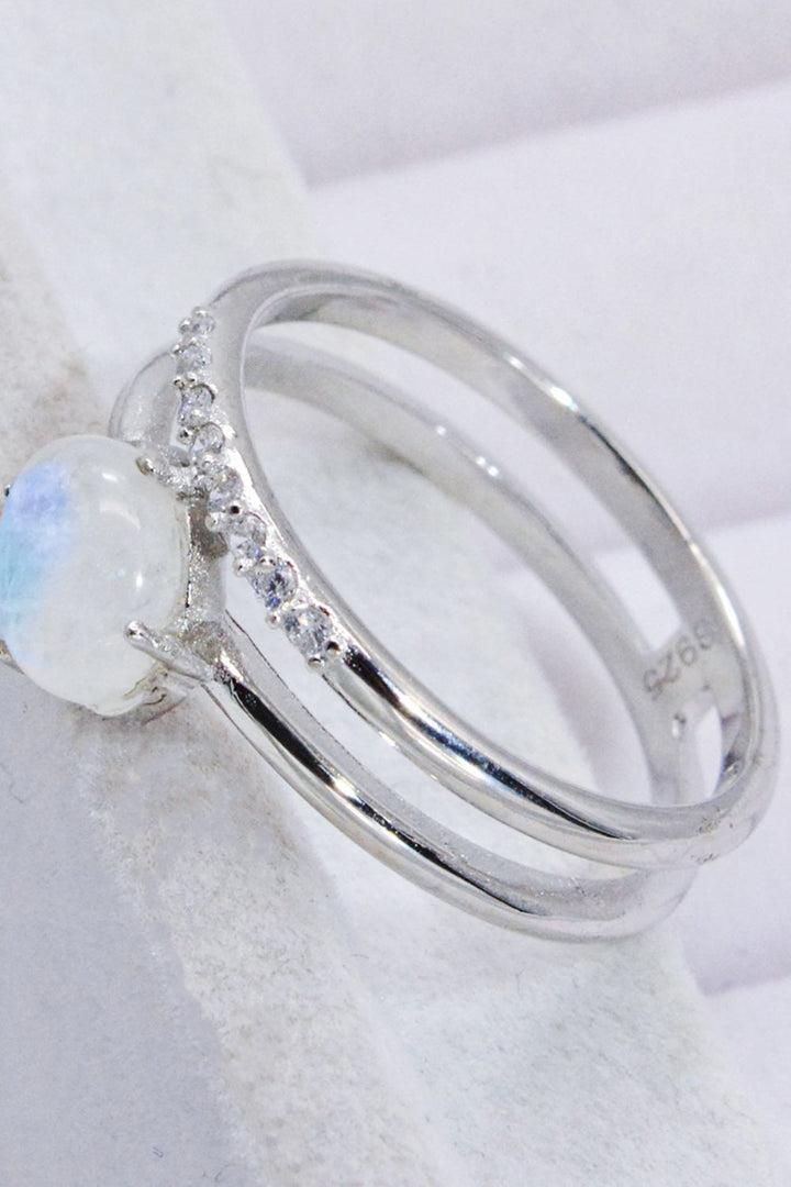 Natural Moonstone and Zircon Double-Layered Ring - Cheeky Chic Boutique