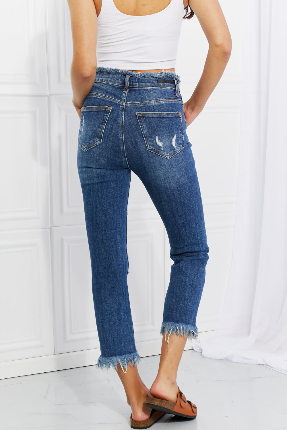 RISEN Full Size Undone Chic Straight Leg Jeans - Cheeky Chic Boutique