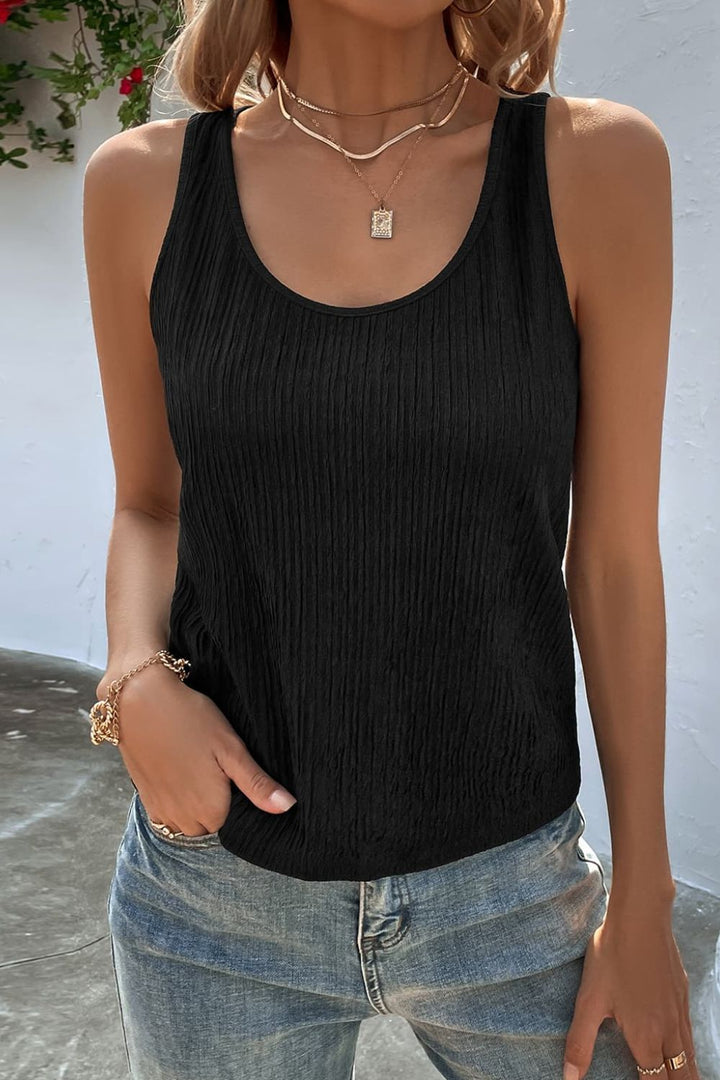 Textured Scoop Neck Tank - Cheeky Chic Boutique