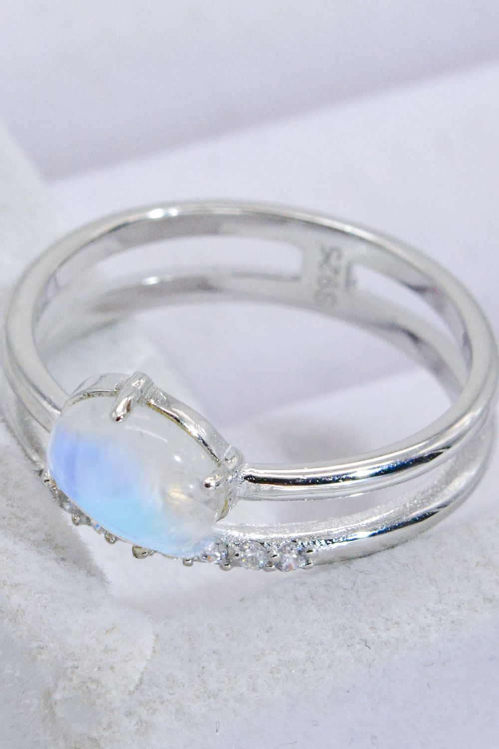 Natural Moonstone and Zircon Double-Layered Ring - Cheeky Chic Boutique