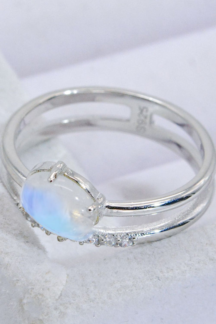 Natural Moonstone and Zircon Double-Layered Ring - Cheeky Chic Boutique