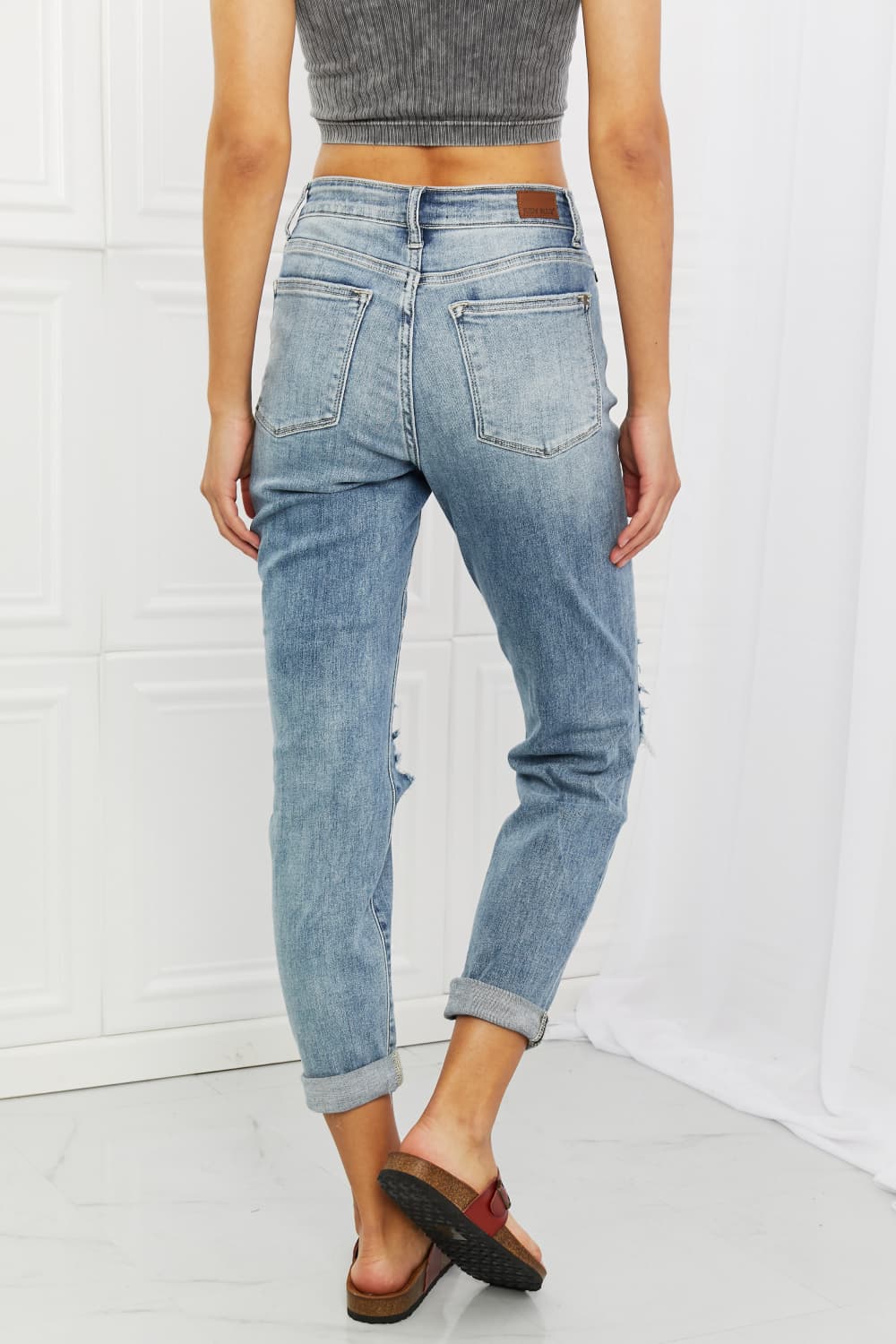 Judy Blue Malia Full Size Mid Rise Boyfriend Jeans - Cheeky Chic Boutique