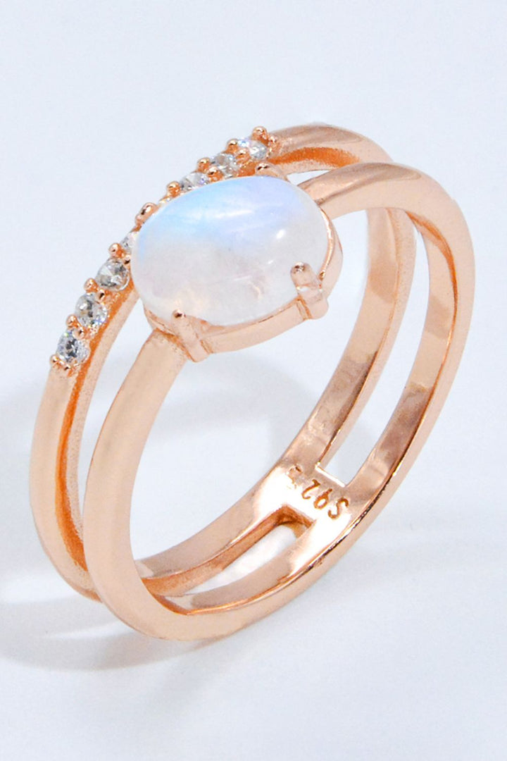Natural Moonstone and Zircon Double-Layered Ring - Cheeky Chic Boutique